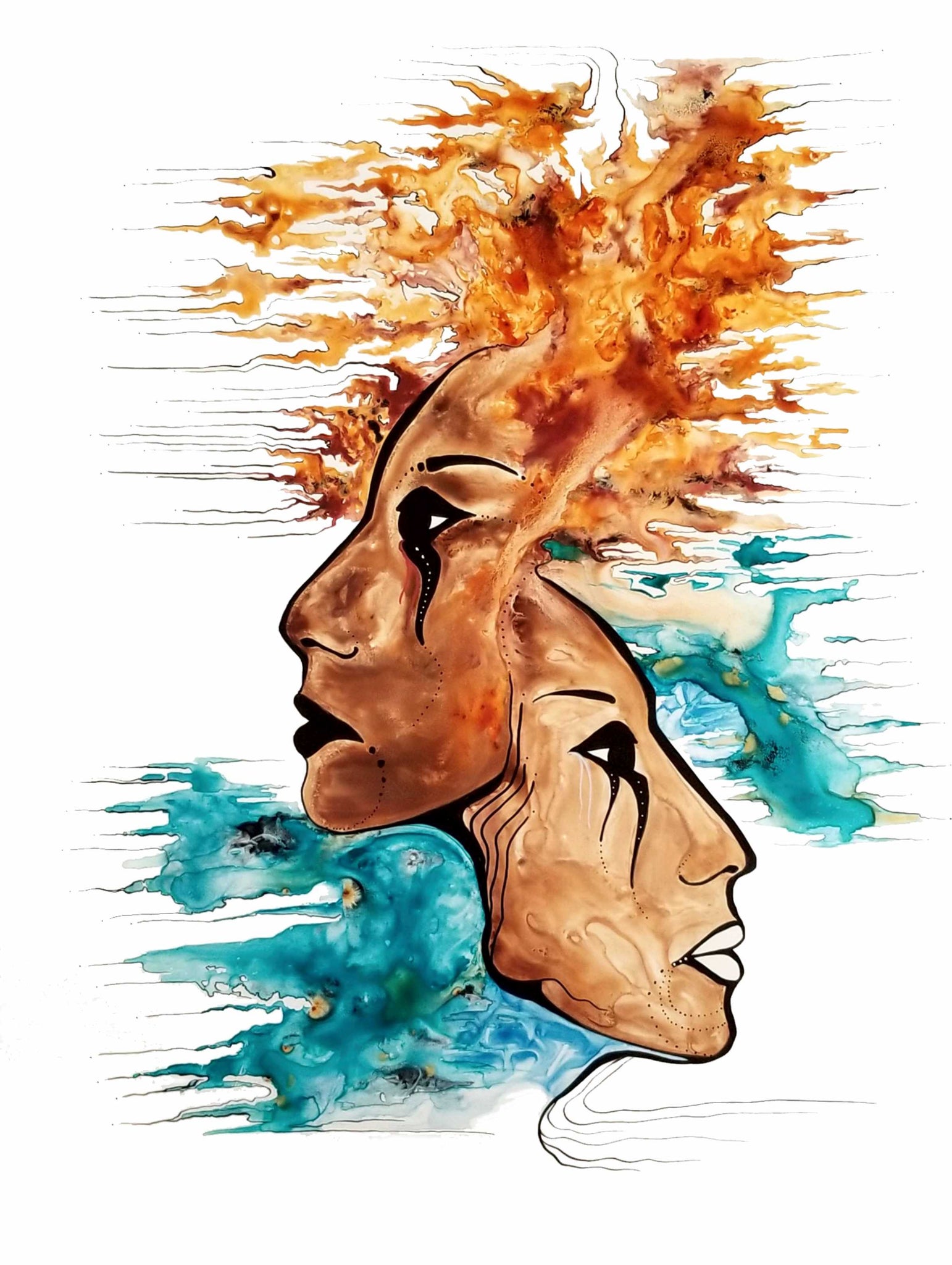 Fire and Water Sisters - 16x20" archival print